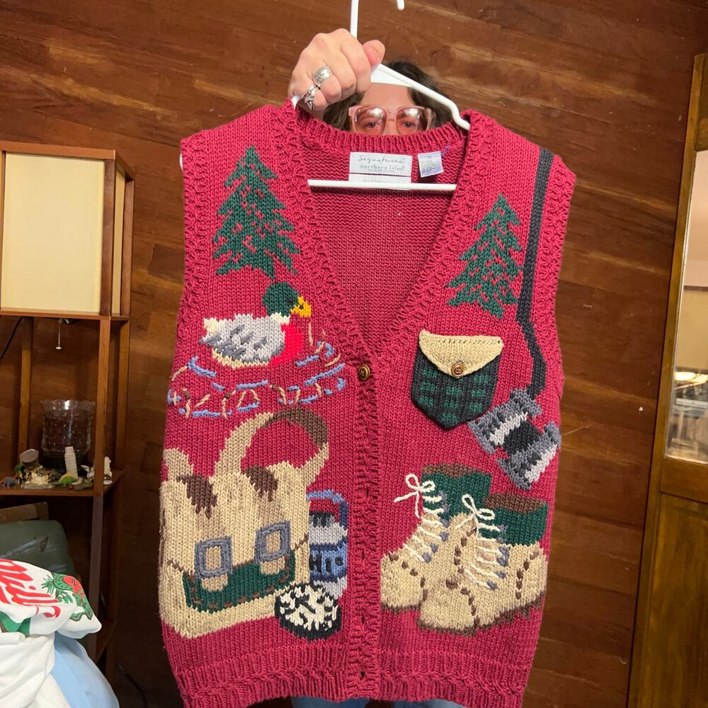 VINTAGE Northern Isles Knit Sweater Vest Size S Hiking Outdoor Woodsy